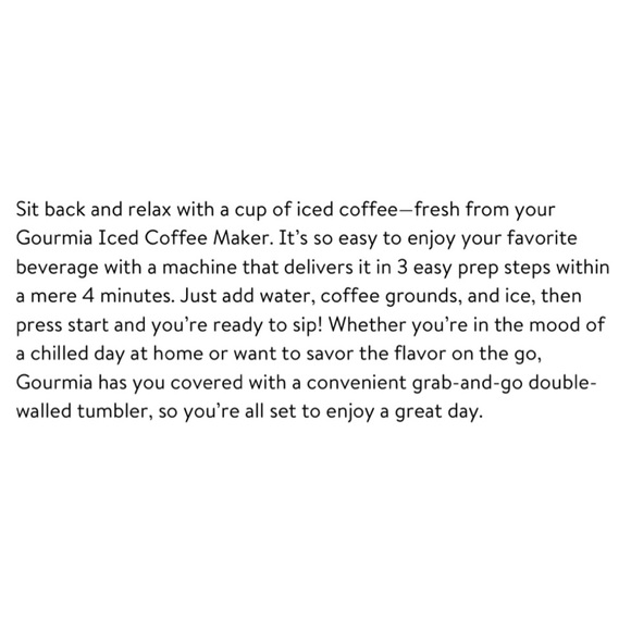 GOURMIA Iced Coffee Maker with Reusable Tumbler, Black - Picture 2 of 8